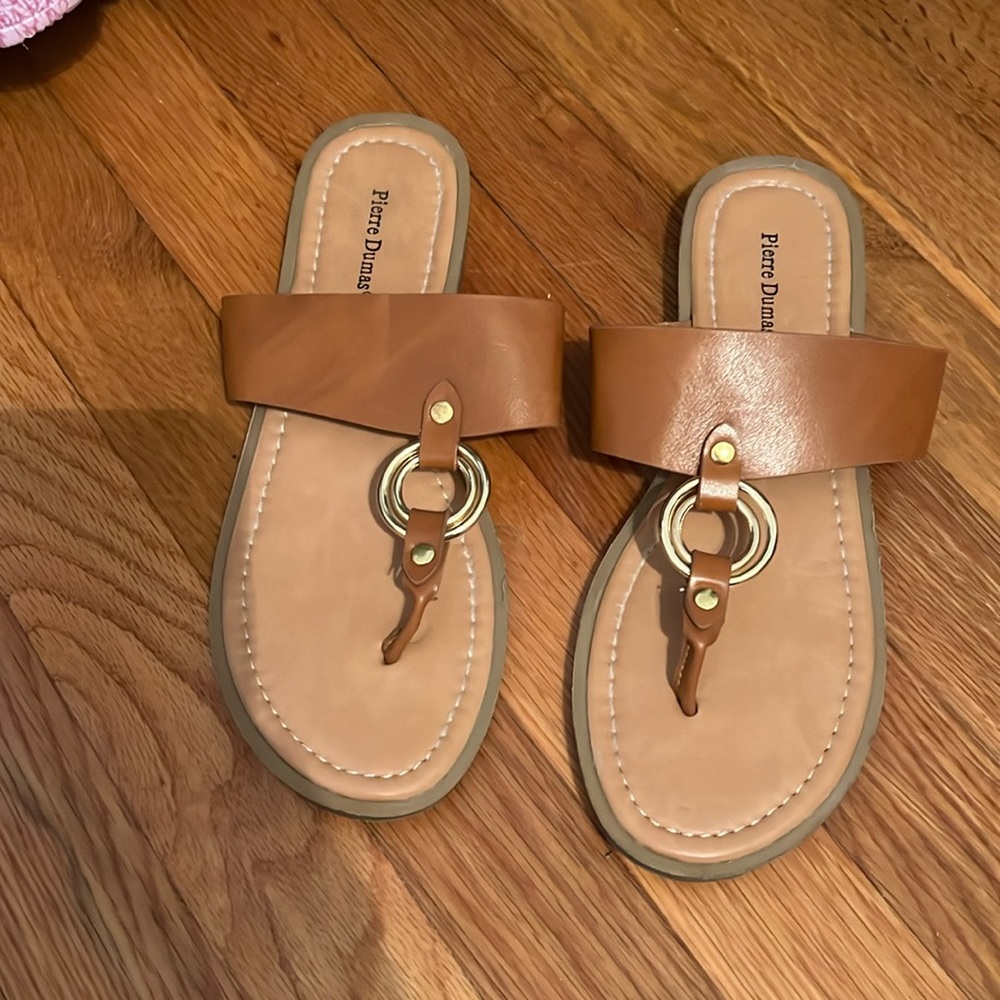 Brown flat sandals.   Near perfect